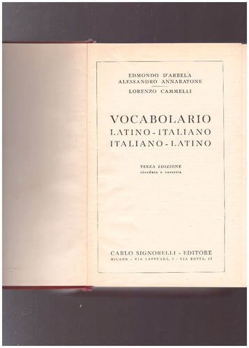 Vocabolario latino italiano - vocabolario, latino-italiano